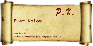 Puer Kolos névjegykártya